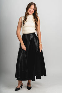 Faux leather maxi skirt black | Lush Fashion Lounge: boutique fashion skirts, affordable boutique skirts, cute affordable skirts