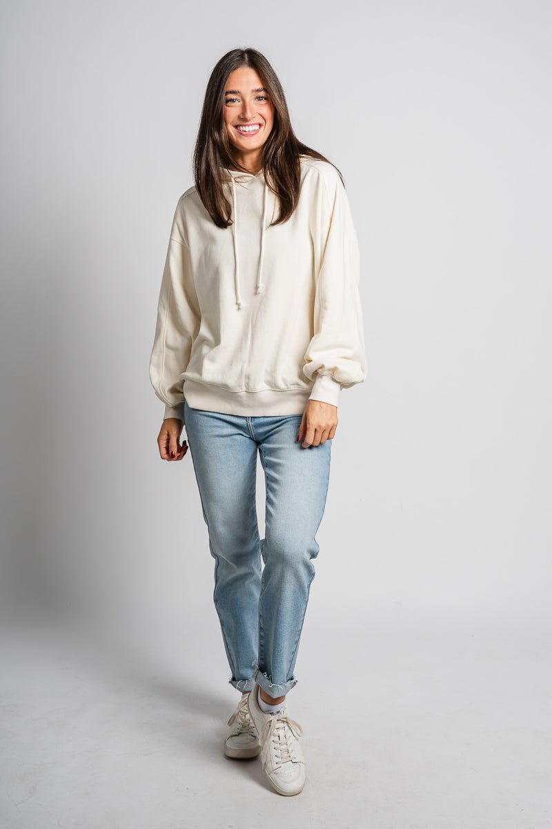 Oversized hoodie top cream - Fun hoodie - Unique Lounge Looks at Lush Fashion Lounge Boutique in Oklahoma