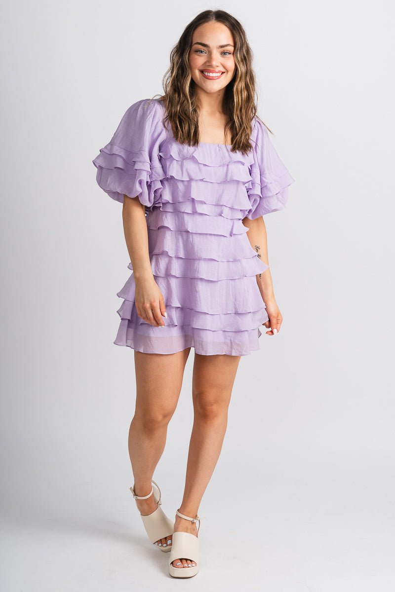 Ruffle layered dress lilac - Trendy dress - Fashion Dresses at Lush Fashion Lounge Boutique in Oklahoma City
