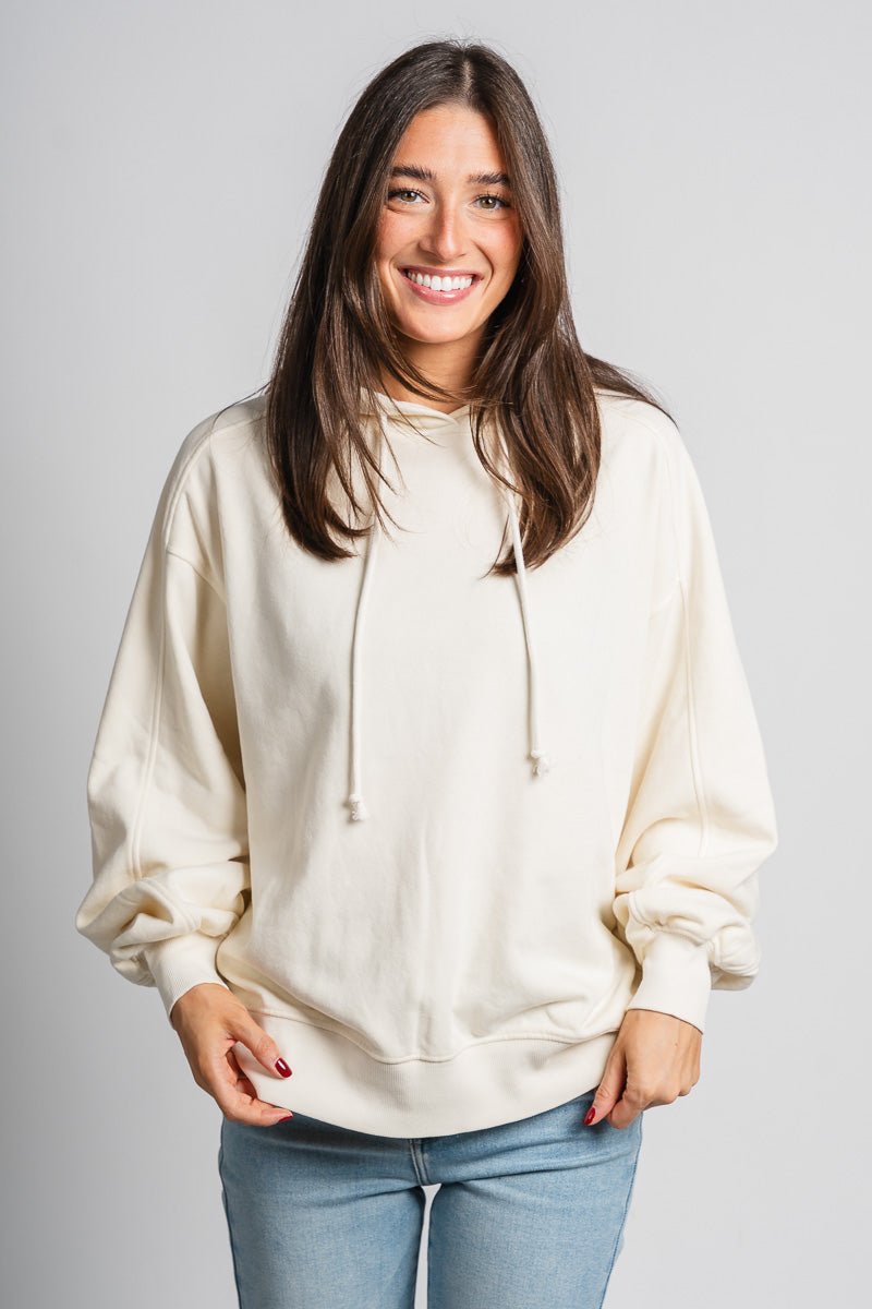 Oversized hoodie top cream - Trendy hoodie - Cute Loungewear Collection at Lush Fashion Lounge Boutique in Oklahoma City