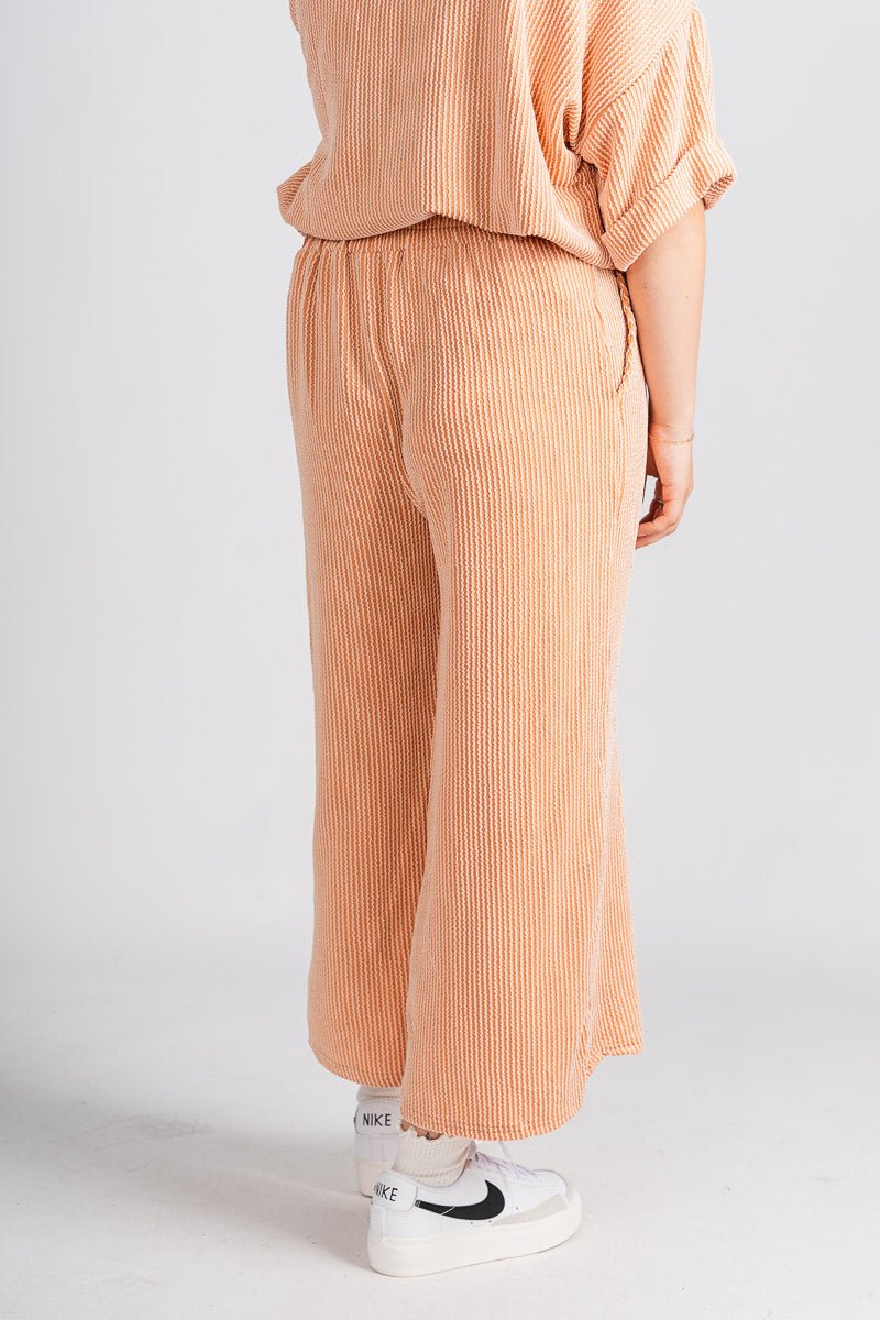 Ribbed wide leg pants pumpkin - Fun pants - Unique Lounge Looks at Lush Fashion Lounge Boutique in Oklahoma