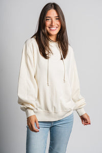 Oversized hoodie top cream - Cute hoodie - Fun Cozy Basics at Lush Fashion Lounge Boutique in Oklahoma City