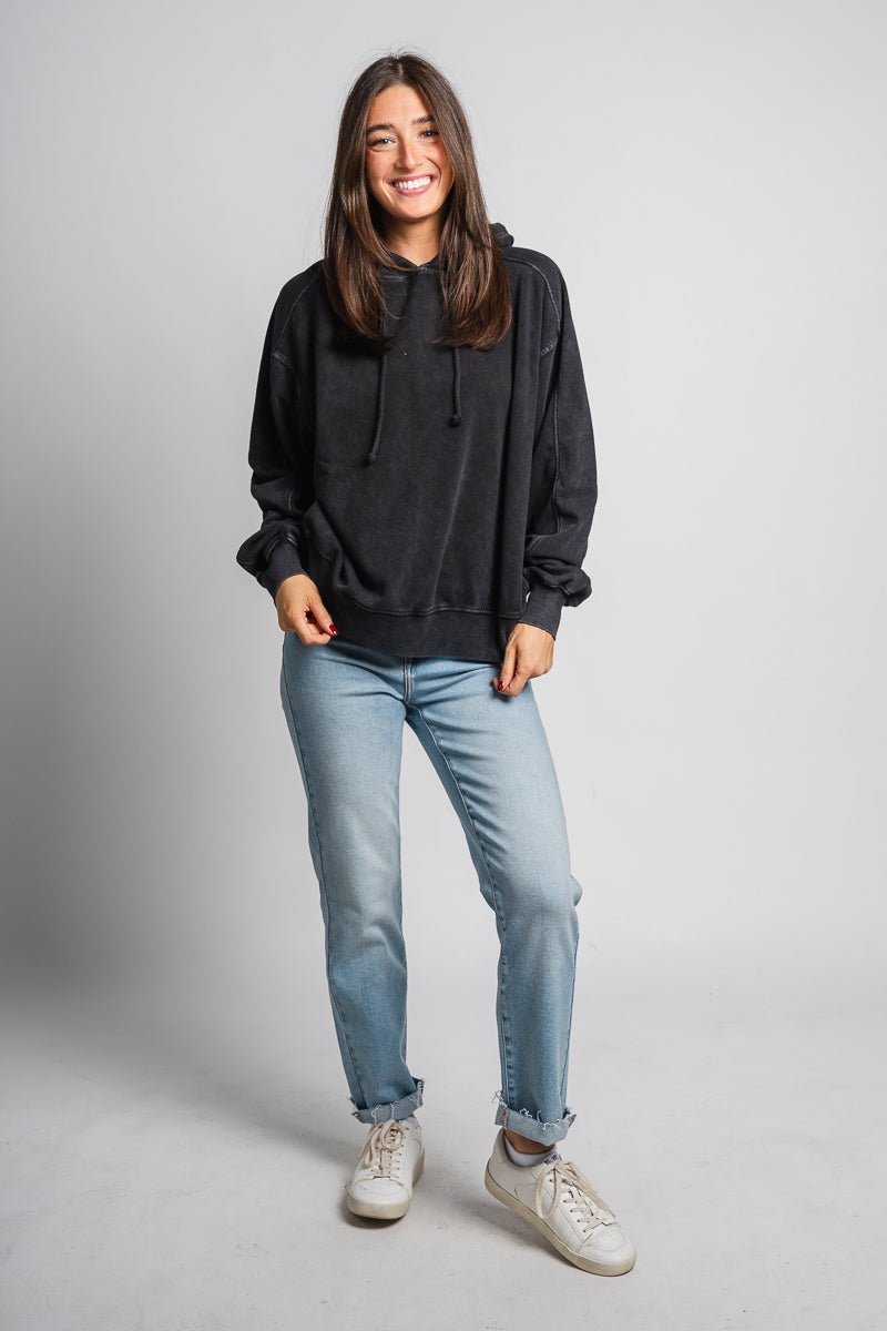 Oversized hoodie top black - Stylish hoodie - Trendy Lounge Sets at Lush Fashion Lounge Boutique in Oklahoma City