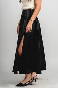 Faux leather maxi skirt black | Lush Fashion Lounge: boutique fashion skirts, affordable boutique skirts, cute affordable skirts