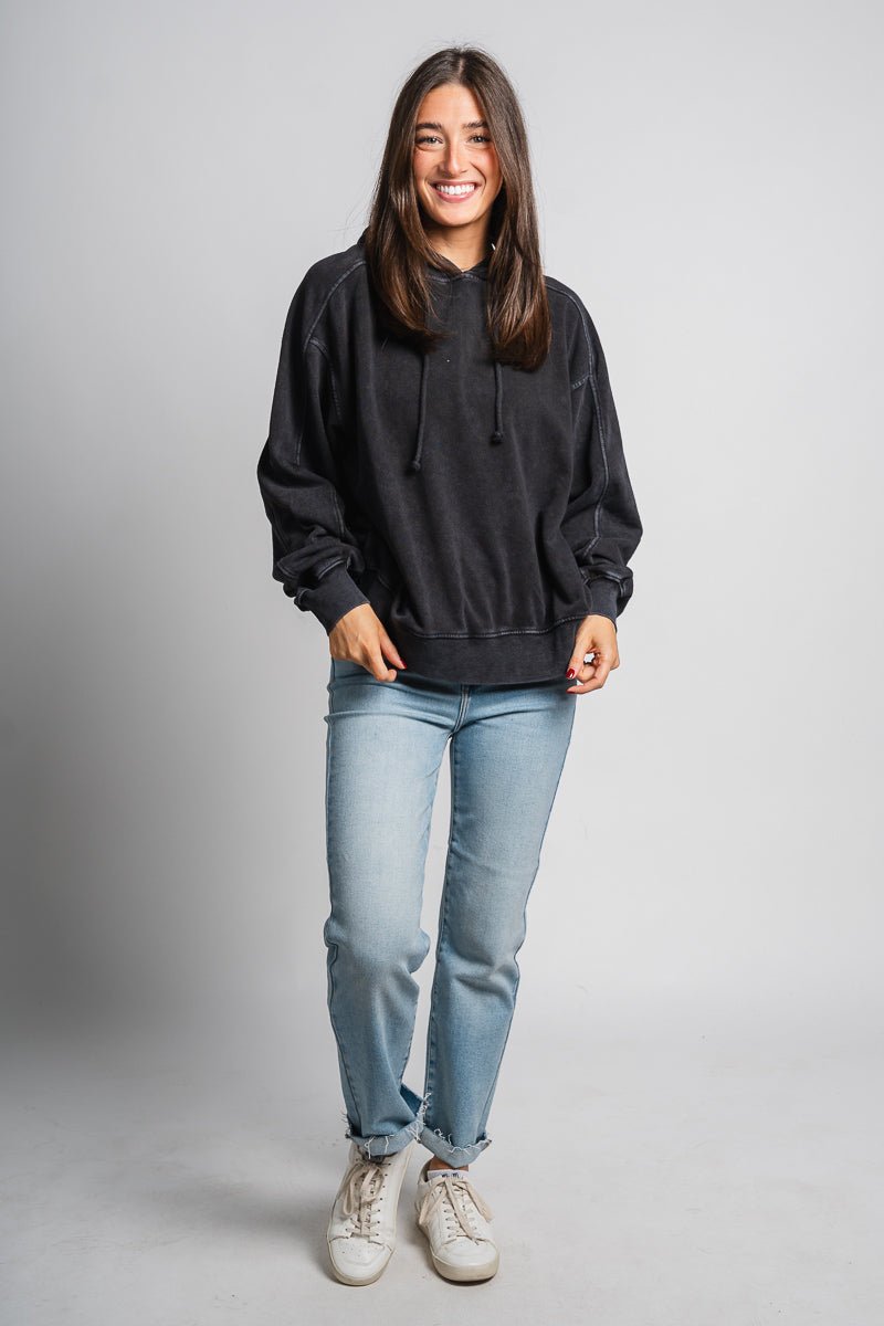 Oversized hoodie top black - Fun hoodie - Unique Lounge Looks at Lush Fashion Lounge Boutique in Oklahoma