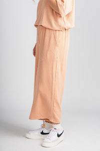 Ribbed wide leg pants pumpkin - Adorable pants - Stylish Comfortable Outfits at Lush Fashion Lounge Boutique in OKC