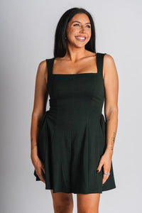 Princess mini dress forest green - Trendy Holiday Apparel at Lush Fashion Lounge Boutique in Oklahoma City