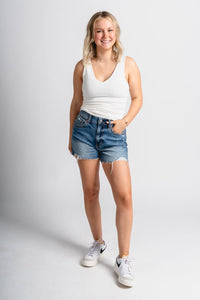 Double layer tank top ivory - Trendy Tank Top - Fashion Tank Tops at Lush Fashion Lounge Boutique in Oklahoma City