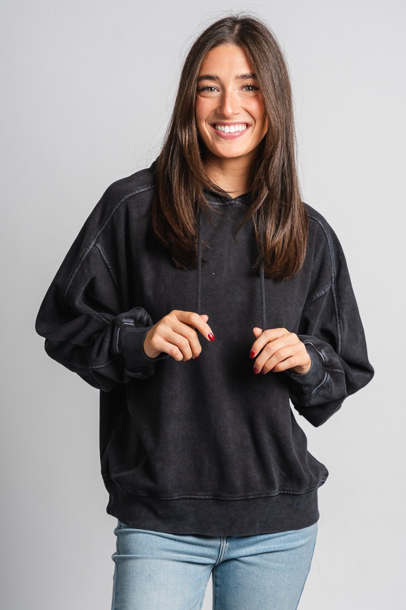 Oversized hoodie top black - Trendy hoodie - Cute Loungewear Collection at Lush Fashion Lounge Boutique in Oklahoma City