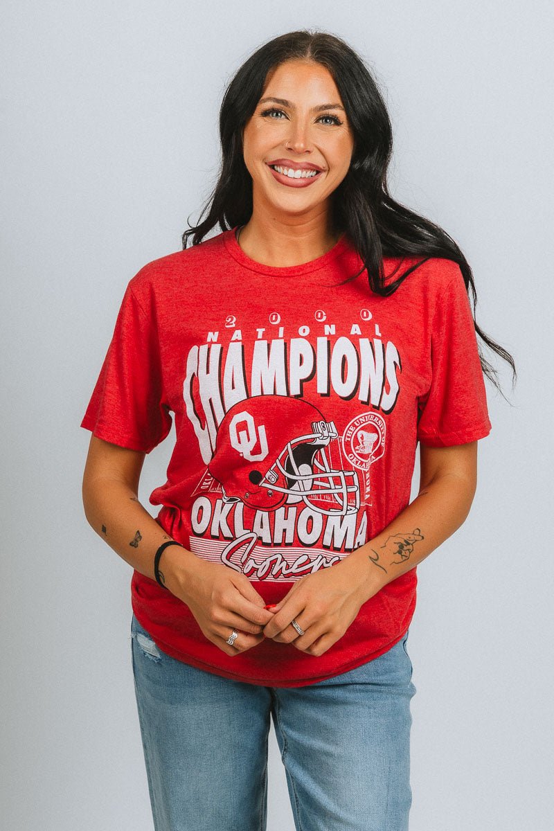 OU OU Sooners national champs unisex short sleeve t-shirt red t-shirt | Lush Fashion Lounge Trendy Oklahoma University Sooners Apparel & Cute Gameday T-Shirts