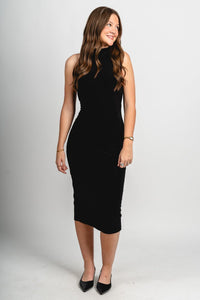 Halter cowl neck midi dress black - Trendy dress - Fashion Dresses at Lush Fashion Lounge Boutique in Oklahoma City