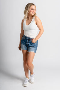 Double layer tank top ivory Stylish Tank Top - Womens Fashion Tank Tops at Lush Fashion Lounge Boutique in Oklahoma City