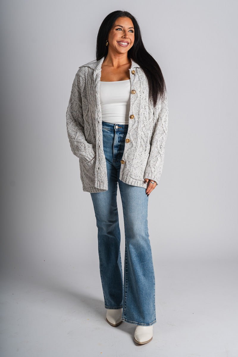 Oversized chunky cardigan heather grey