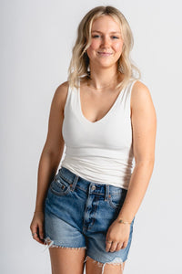 Double layer tank top ivory - Cute Tank Top - Trendy Tank Tops at Lush Fashion Lounge Boutique in Oklahoma City