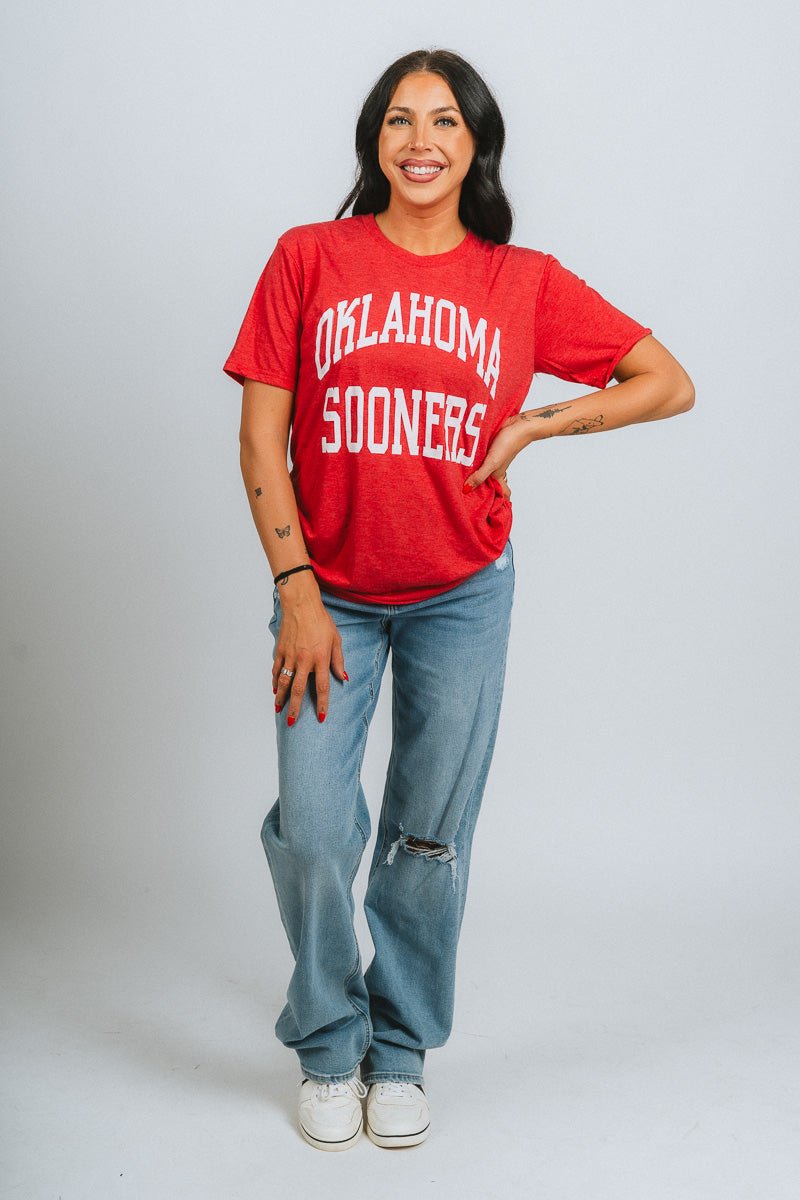OU OU Oklahoma Sooners simple unisex short sleeve t-shirt red T-shirt | Lush Fashion Lounge Trendy Oklahoma University Sooners Apparel & Cute Gameday T-Shirts