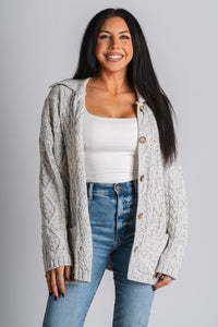 Oversized chunky cardigan heather grey - Affordable Cardigan - Boutique Cardigans & Trendy Kimonos at Lush Fashion Lounge Boutique in Oklahoma City