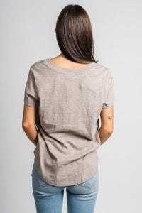 Z Supply Asher v-neck tee heather taupe - Z Supply T-shirt - Z Supply Fashion at Lush Fashion Lounge Trendy Boutique Oklahoma City