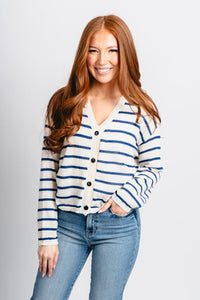 Lightweight striped cardigan carbon - Cute cardigan - Trendy Cardigans & Stylish Kimonos at Lush Fashion Lounge Boutique in Oklahoma City