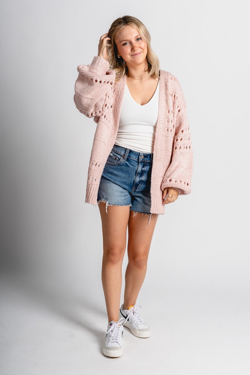 Oversized sweater cardigan blush - Trendy Cardigan - Fun Easter Looks at Lush Fashion Lounge Boutique in Oklahoma