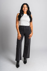 High rise wide leg jeans black | Lush Fashion Lounge: boutique women's jeans, fashion jeans for women, affordable fashion jeans, cute boutique jeans