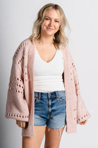Oversized sweater cardigan blush - Affordable Cardigan - Unique Easter Style at Lush Fashion Lounge Boutique in Oklahoma
