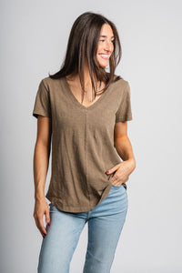 Z Supply Asher v-neck tee martini - Z Supply T-shirt - Z Supply Tops, Dresses, Tanks, Tees, Cardigans, Joggers and Loungewear at Lush Fashion Lounge