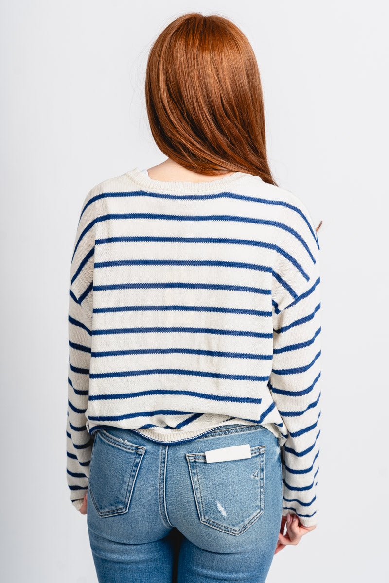 Lightweight striped cardigan carbon