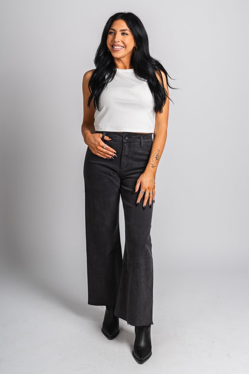 High rise wide leg jeans black | Lush Fashion Lounge: boutique women's jeans, fashion jeans for women, affordable fashion jeans, cute boutique jeans