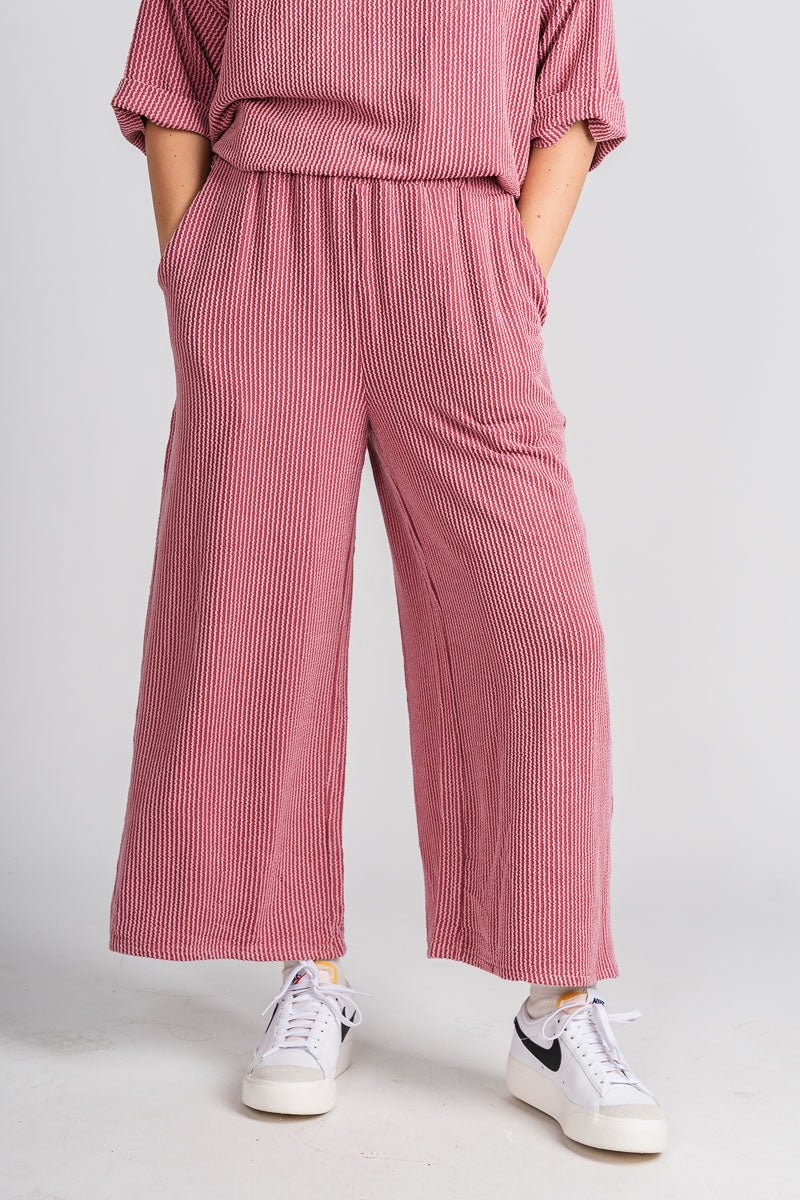 Ribbed wide leg pants mauve - Cute pants - Fun Cozy Basics at Lush Fashion Lounge Boutique in Oklahoma City