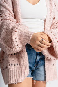 Oversized sweater cardigan blush - Cute Cardigan - Trendy Easter Clothing Line at Lush Fashion Lounge Boutique in Oklahoma