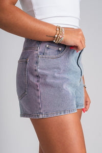 Dyed denim shorts pink/denim - Affordable Shorts - Boutique Shorts at Lush Fashion Lounge Boutique in Oklahoma City