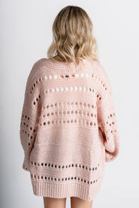 Oversized sweater cardigan blush - Stylish Cardigan - Cute Easter Clothing Line at Lush Fashion Lounge Boutique in Oklahoma