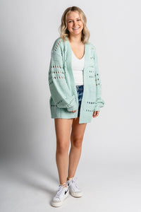 Oversized sweater cardigan blue - Cute Cardigan - Trendy Easter Clothing Line at Lush Fashion Lounge Boutique in Oklahoma