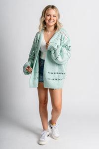 Oversized sweater cardigan blue - Affordable Cardigan - Unique Easter Style at Lush Fashion Lounge Boutique in Oklahoma