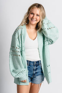 Oversized sweater cardigan blue - Stylish Cardigan - Cute Easter Outfits at Lush Fashion Lounge Boutique in Oklahoma