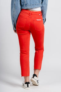 Daze shy girl crop flare jeans cherry | Lush Fashion Lounge: boutique women's jeans, fashion jeans for women, affordable fashion jeans, cute boutique jeans