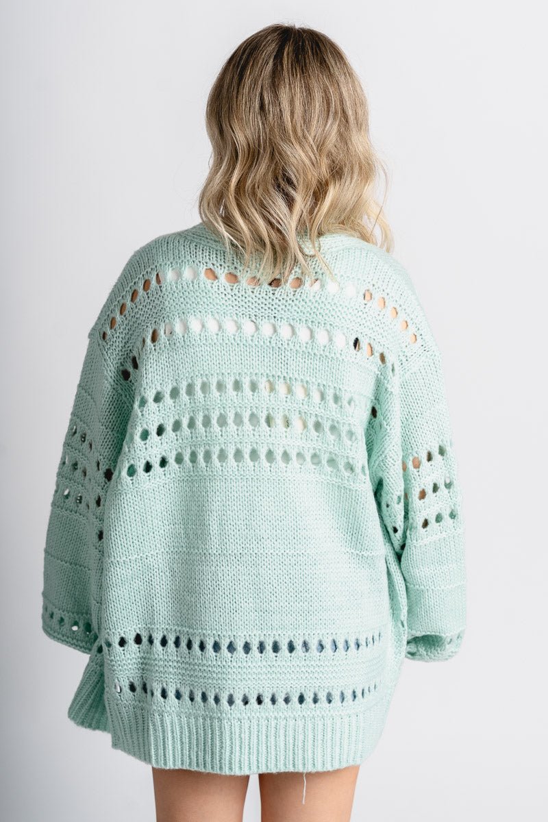 Oversized sweater cardigan blue - Stylish Cardigan - Cute Easter Clothing Line at Lush Fashion Lounge Boutique in Oklahoma
