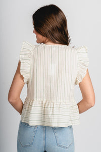 Stripe tie front blouse green - Stylish top - Cute Easter Clothing Line at Lush Fashion Lounge Boutique in Oklahoma