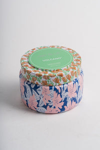 Capri blue pattern play print travel tin Volcano - Trendy Candles and Scents at Lush Fashion Lounge Boutique in Oklahoma City