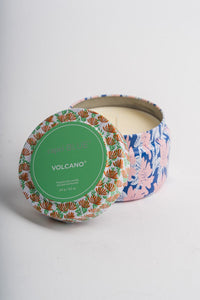 Capri blue pattern play print travel tin Volcano - Trendy Candles and Scents at Lush Fashion Lounge Boutique in Oklahoma City