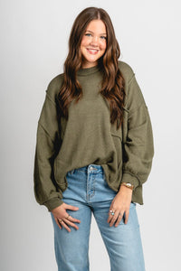 Boxy pocket sweater olive – Boutique Sweaters | Fashionable Sweaters at Lush Fashion Lounge Boutique in Oklahoma City