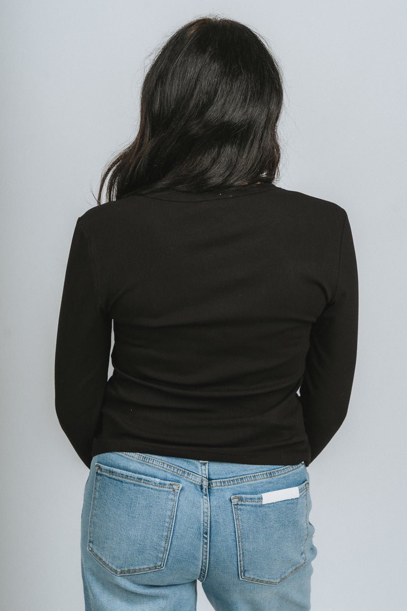 Ribbed long sleeve top black