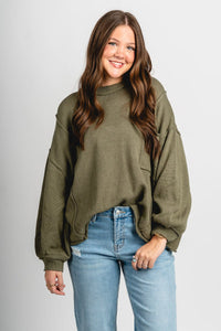 Boxy pocket sweater olive – Stylish Sweaters | Boutique Sweaters at Lush Fashion Lounge Boutique in Oklahoma City