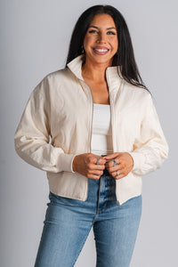 Quilted puffer jacket cream – Affordable Blazers | Cute Black Jackets at Lush Fashion Lounge Boutique in Oklahoma City