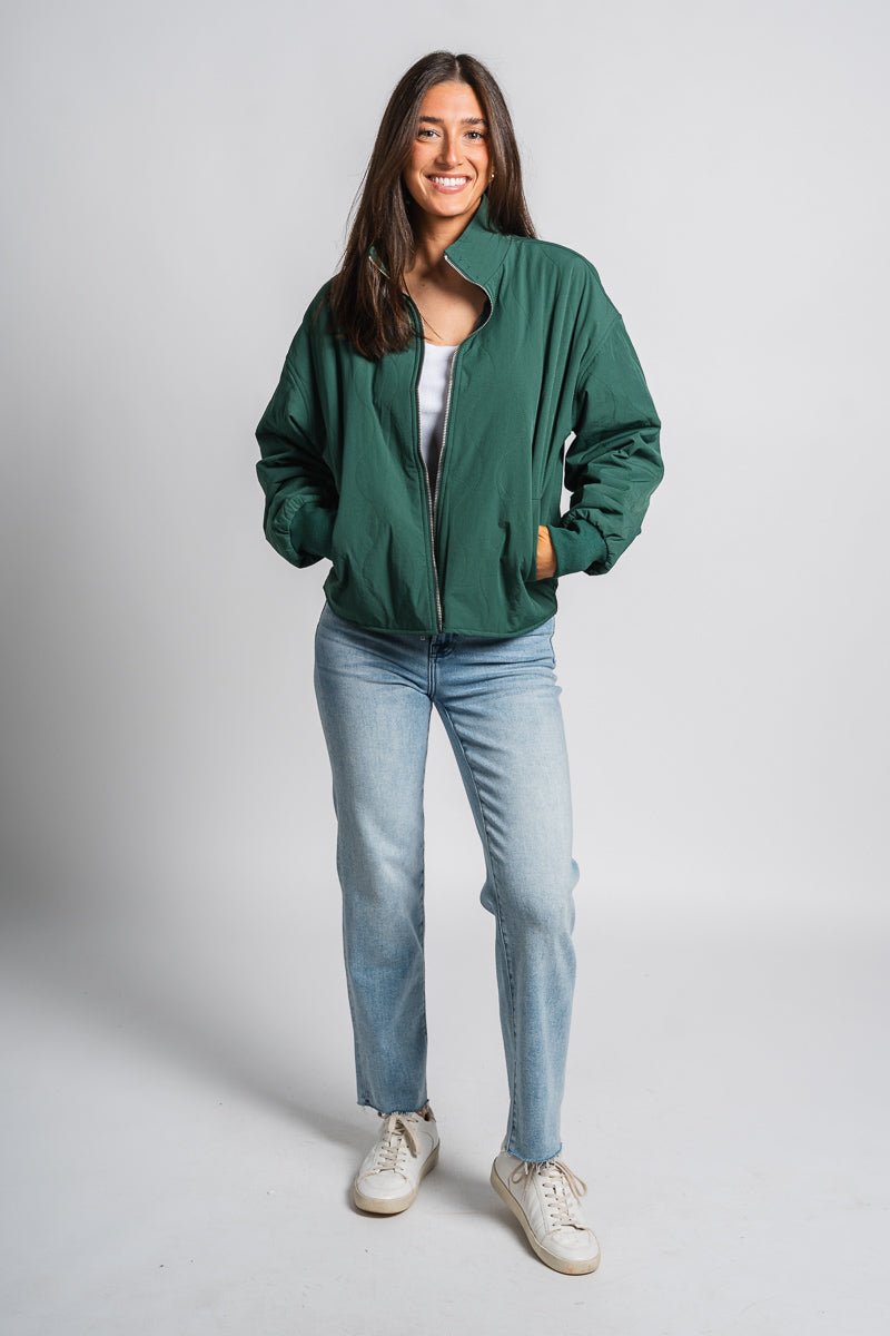 Quilted puffer jacket green - Exclusive Collection of Holiday Inspired T-Shirts and Hoodies at Lush Fashion Lounge Boutique in Oklahoma City