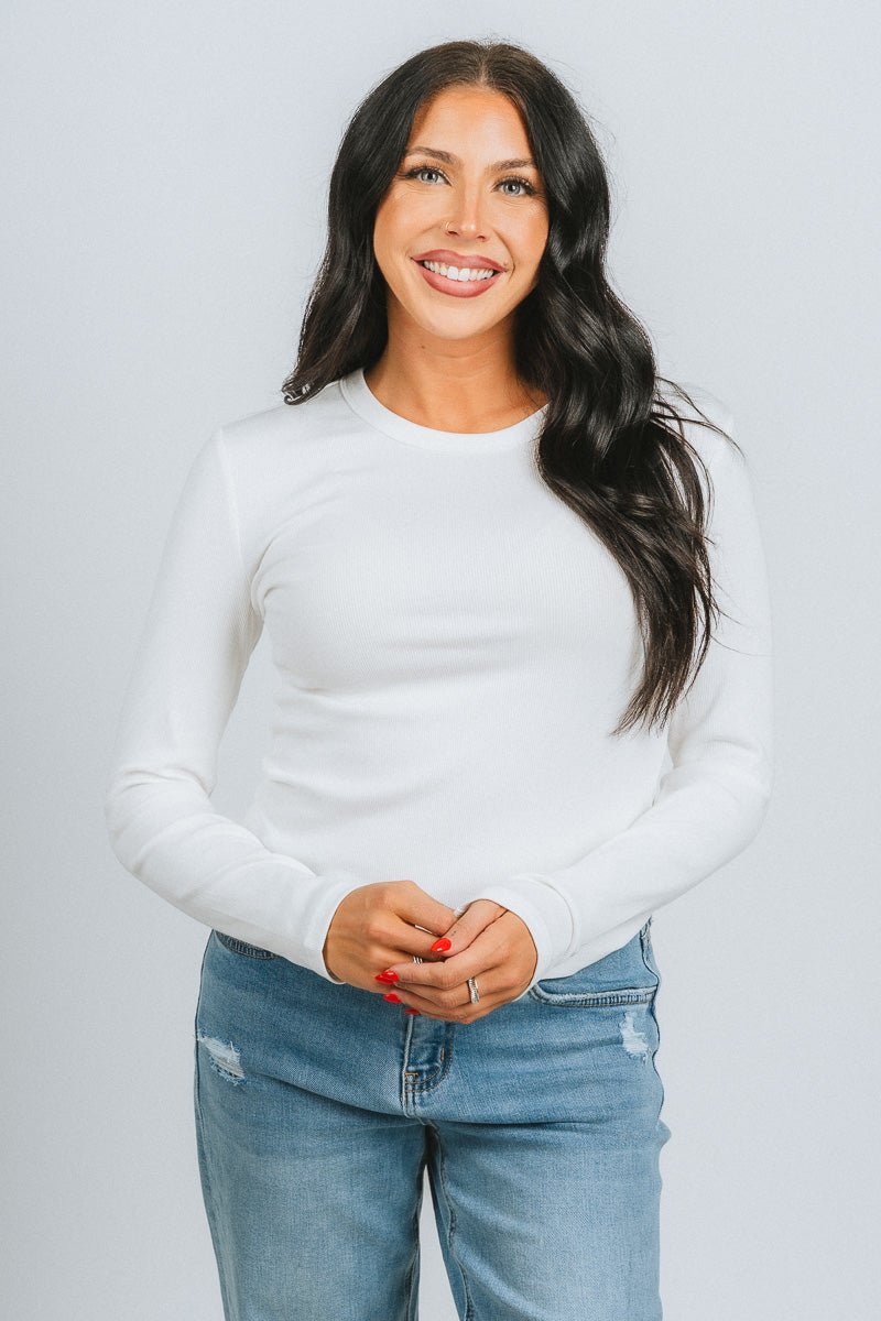 Ribbed long sleeve top white