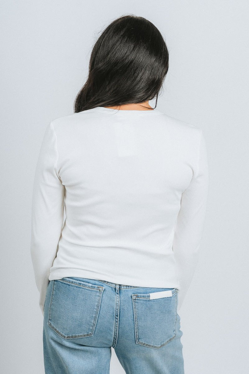 Ribbed long sleeve top white