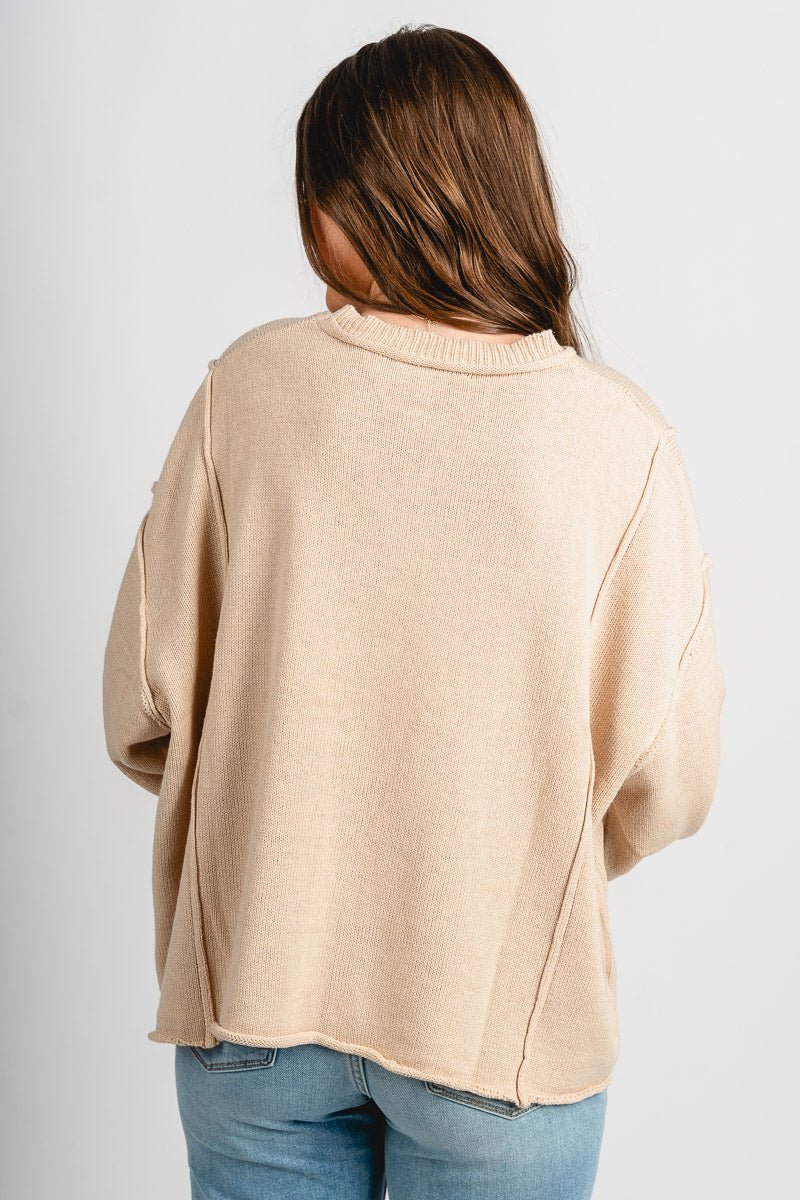 Boxy pocket sweater light taupe