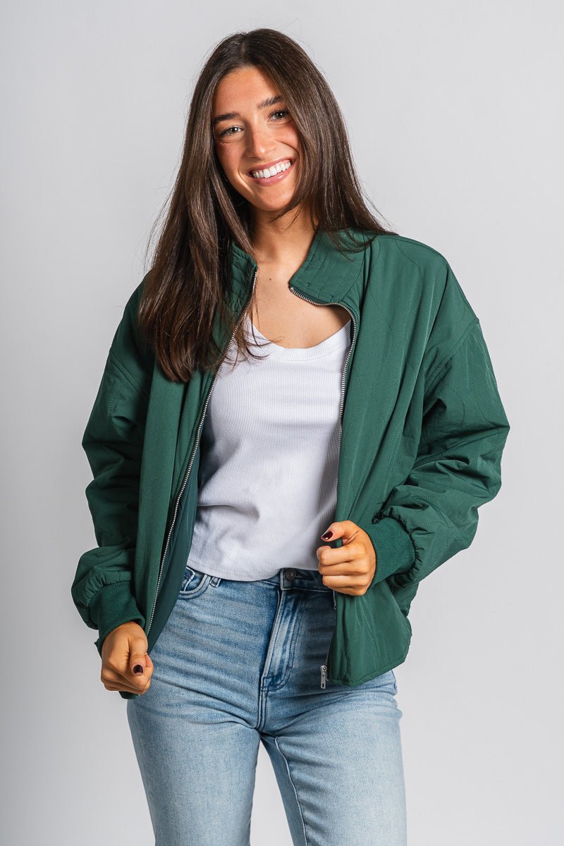 Quilted puffer jacket green – Affordable Blazers | Cute Black Jackets at Lush Fashion Lounge Boutique in Oklahoma City