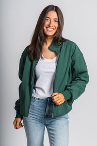 Quilted puffer jacket green - Trendy Holiday Apparel at Lush Fashion Lounge Boutique in Oklahoma City